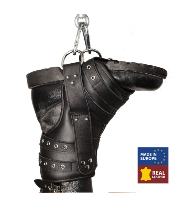 Red Leather Deluxe Set van 2 Leren Beenhangers - Zwart