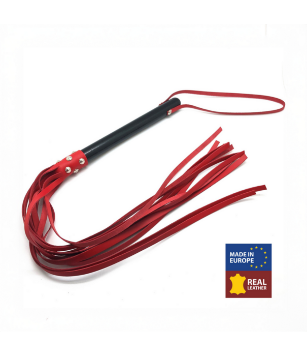 Red Leather Houten Martinet met Leren Touwen - 78 cm - Rood