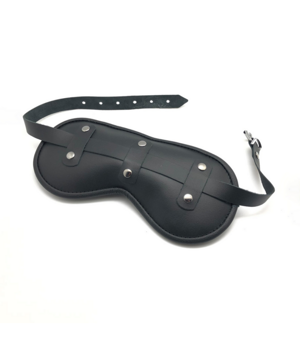 Red Leather Blind Up - Gevoerde Leren Oogmasker - Zwart