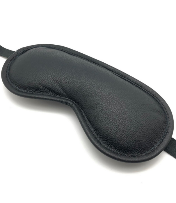 Red Leather Blind Up - Gevoerde Leren Oogmasker - Zwart