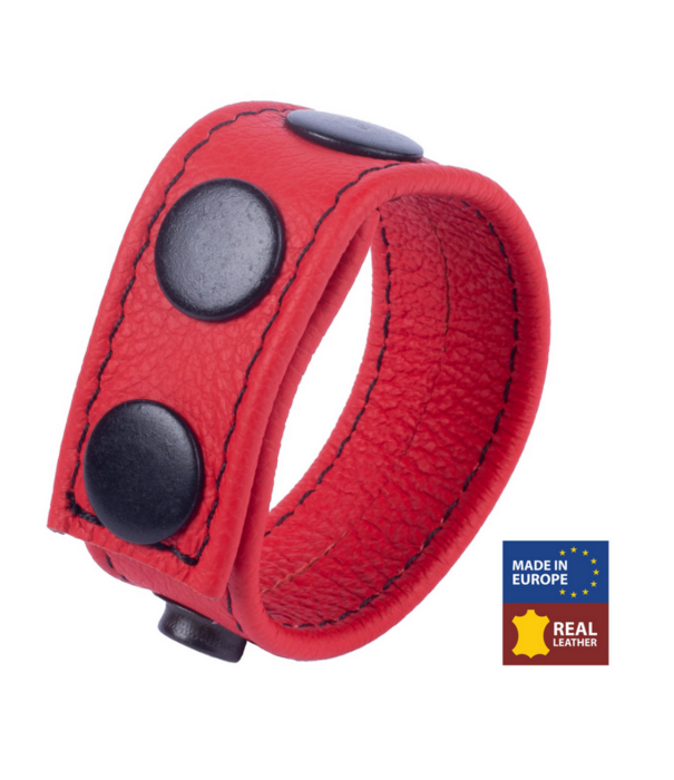 Red Leather Cocky - Verstelbare Leren Cockring - Rood