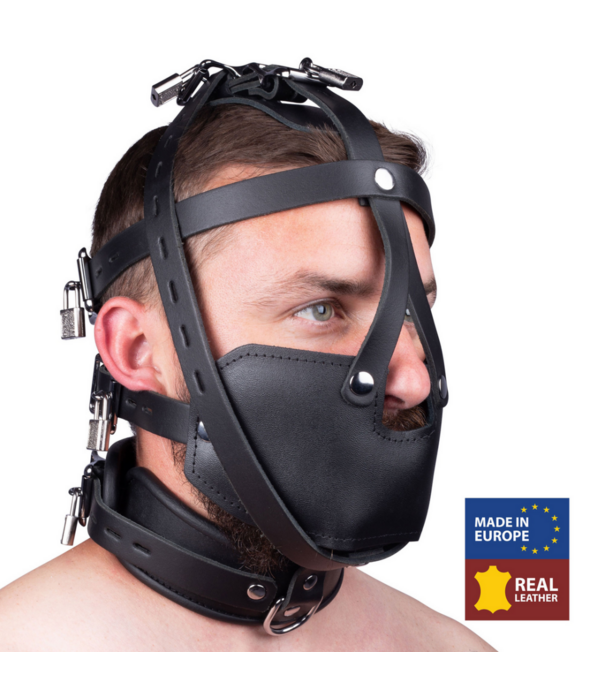 Red Leather Leren Masker - Zwart