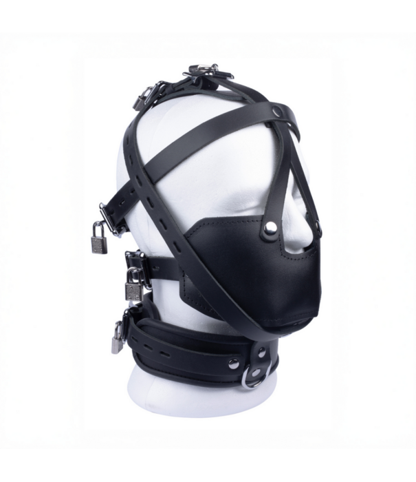 Red Leather Leren Masker - Zwart