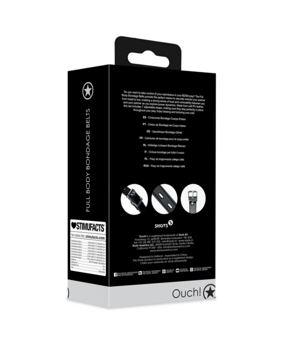 Ouch! by Shots Volledige Lichaams Bondage Riemen - Zwart
