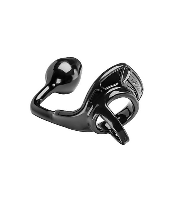PerfectFitBrand Armor Tug Lock - Cockring met Ball Strap en Butt Plug - Medium