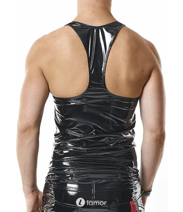 * RFP RFP PVC tanktop zwart met stretch pasvorm en glans