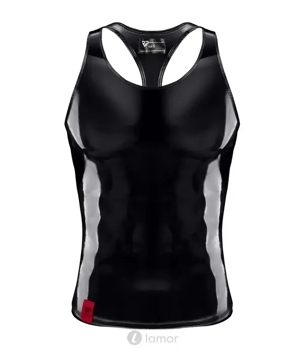 * RFP RFP PVC tanktop zwart met stretch pasvorm en glans