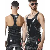 RFP PVC tanktop zwart met stretch pasvorm en glans