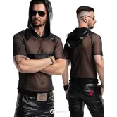 RFP mesh shirt zwart met capuchon en wetlook details