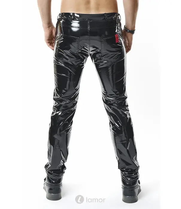 * RFP RFP PVC broek laag model zwart met rits en zakken