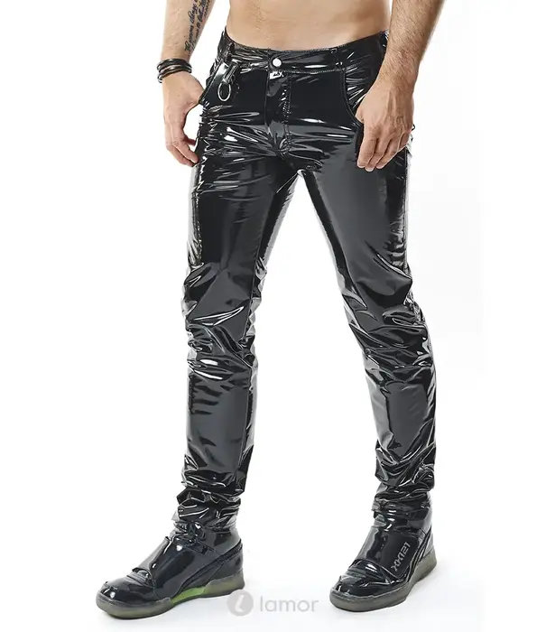 * RFP RFP PVC broek laag model zwart met rits en zakken