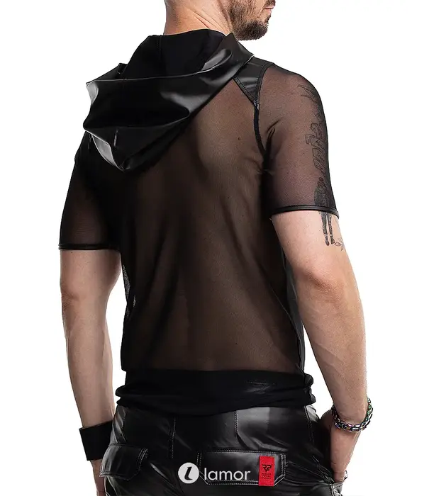 * RFP RFP mesh hoodie shirt zwart met capuchon slim fit