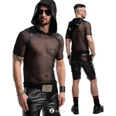 RFP mesh hoodie shirt zwart met capuchon slim fit