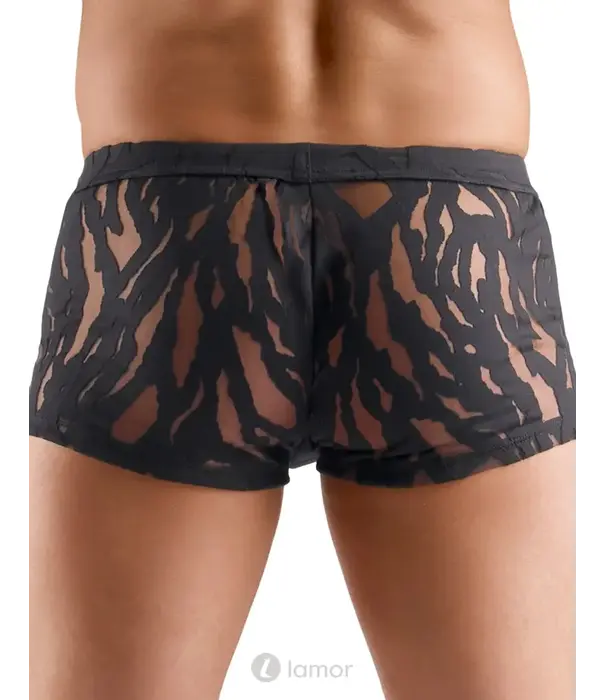 * SVENJOYMENT Svenjoyment transparante heren broek burnout look zwart stretch