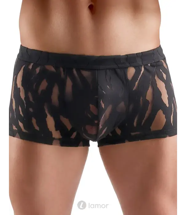 * SVENJOYMENT Svenjoyment transparante heren broek burnout look zwart stretch