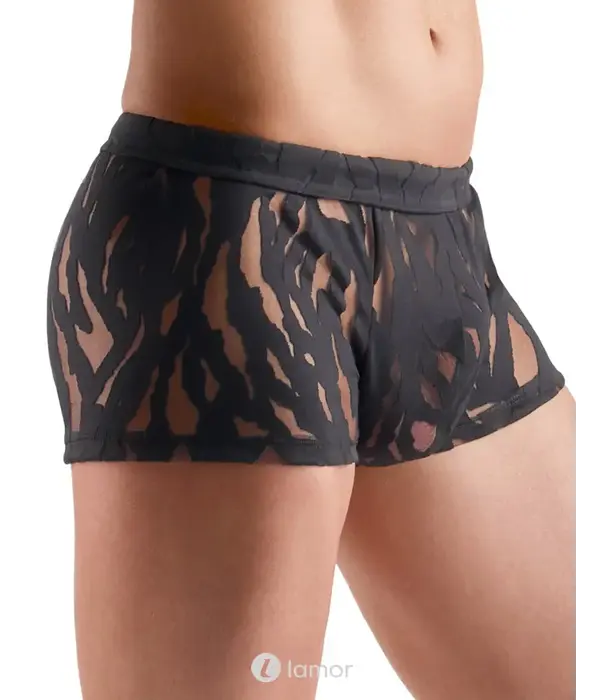 * SVENJOYMENT Svenjoyment transparante heren broek burnout look zwart stretch