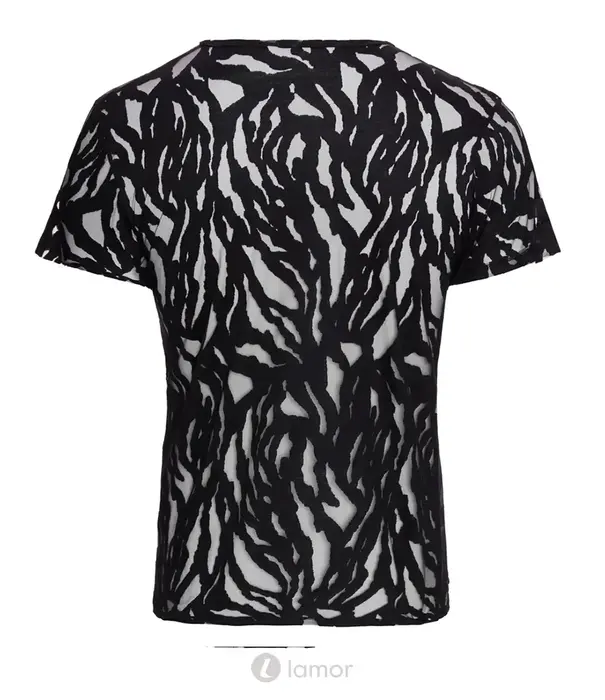 * SVENJOYMENT Svenjoyment transparant heren shirt burnout look zwart stretch