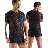 Svenjoyment transparant heren shirt burnout look zwart stretch