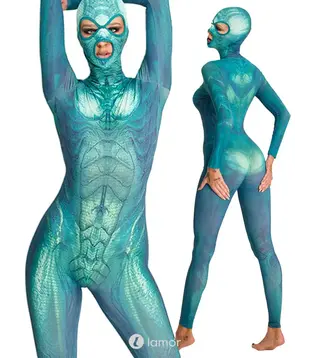 Reptiel catsuit met masker,CC2493802