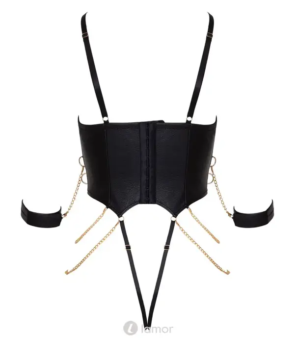 * COTTELLI  Cottelli Bondage body imitatieleer met kettingen en manchetten zwart