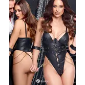 Cottelli Bondage body imitatieleer met kettingen en manchetten zwart