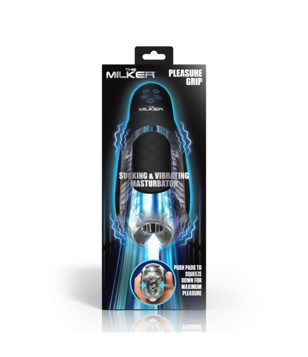 De Milker Pleasure Grip - Zuig- en Vibrerende Masturbator - Transparant/Zwart