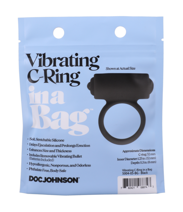 Doc Johnson Vibrerende C-ring - Zwart