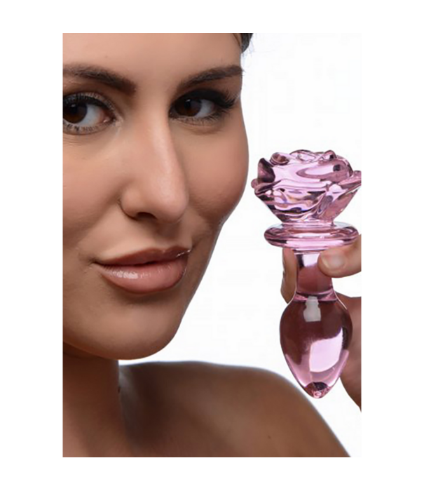Roze Roos - Glazen Butt Plug - Medium