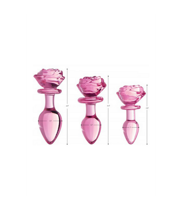 Roze Roos - Glazen Butt Plug - Medium