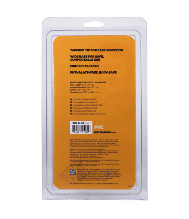 Doc Johnson The Classic - Butt Plug - Large - Black