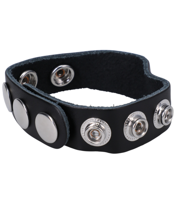 Doc Johnson De Leather 5 Snap - Leather Cockring