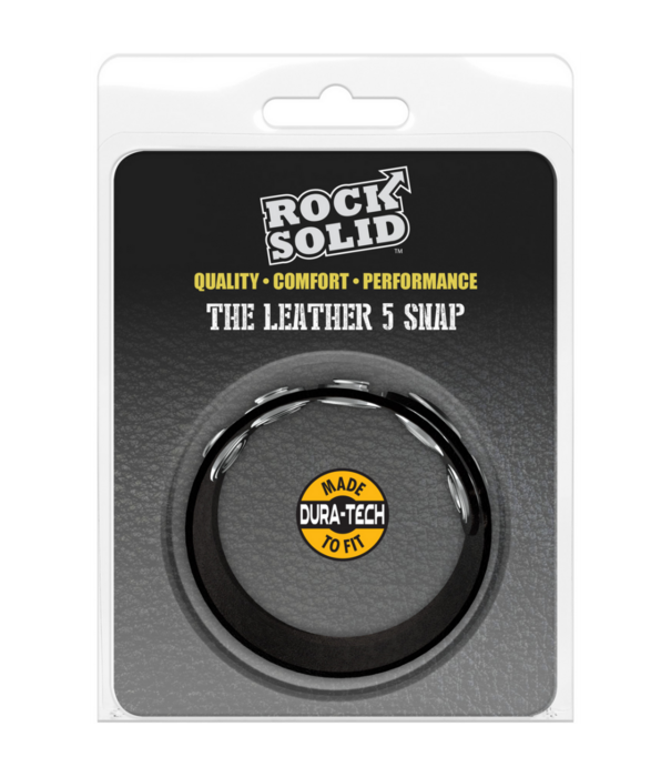 Doc Johnson De Leather 5 Snap - Leather Cockring