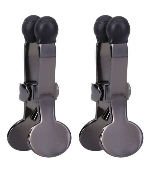 Doc Johnson Nippers - RVS Nipple Klemmen met Silicone Tip - Zwart