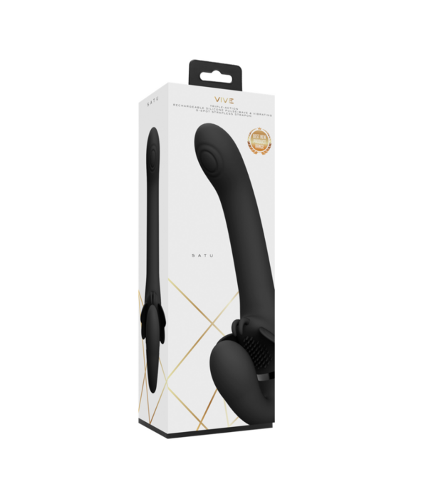 VIVE by Shots Satu - Pulse-Wave en Vibrerende Strapless Strapon - Zwart