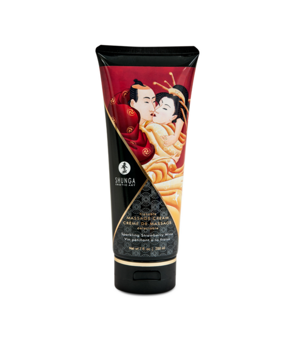 Shunga Kusbare Massagecrème - Sprankelende Aardbeienwijn - 7 floz / 200 ml