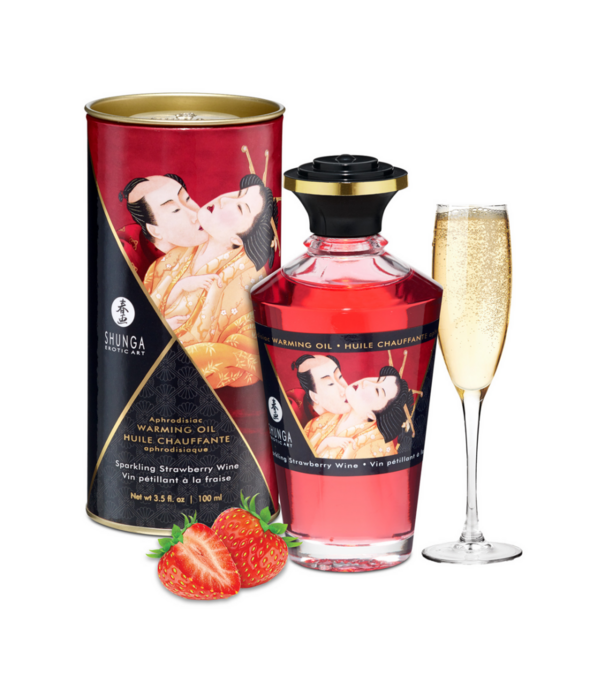Shunga Aphrodisia Oil - Sprankelende Aardbeienwijn - 3,5 fl oz / 100 ml