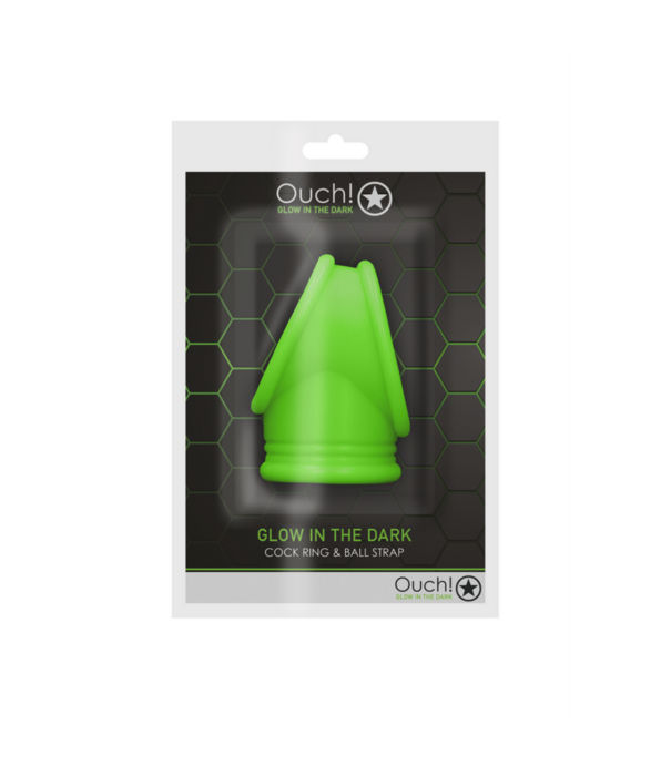 Ouch! by Shots Cockring  Ball Strap - Glow in the Dark
