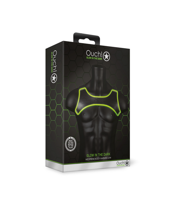 Ouch! by Shots Neopreen Harnas - Glow in the Dark - S/M