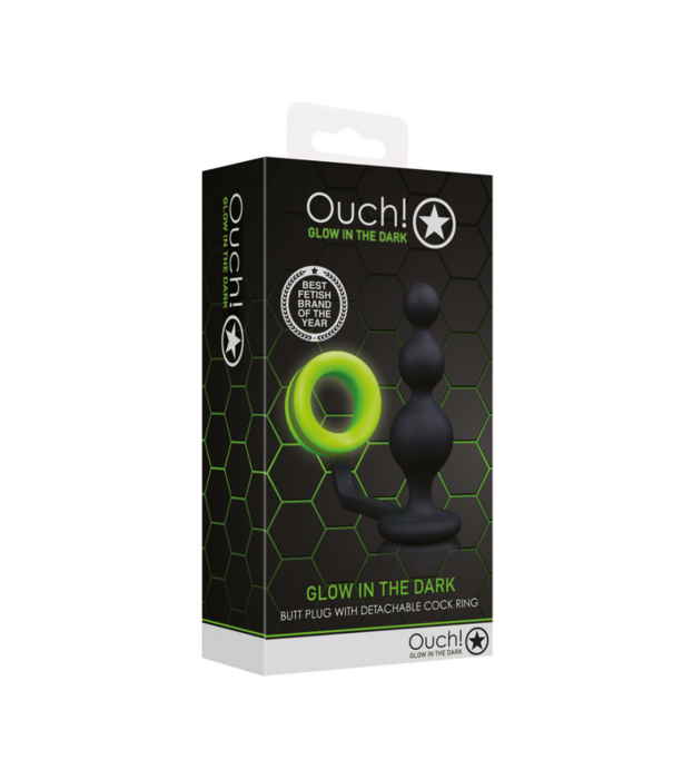 Ouch! by Shots Kraal Butt Plug met Cockring - Glow in the Dark