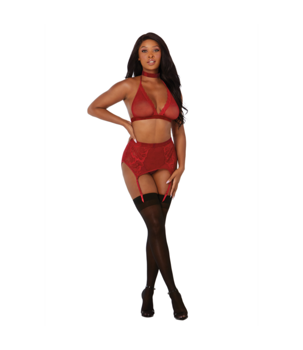 Dreamgirl Visnet en Kant 4-delige Set - Één Maat