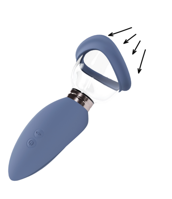 Pumped by Shots Opwindend - Oplaadbare Vulva- en Borstpomp - Blauw