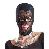 Zwarte kanten masker met openingen – Bad Kitty
