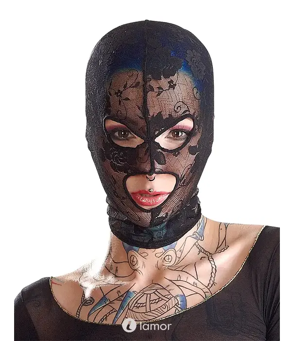 * Bad Kitty Zwarte kanten masker met openingen – Bad Kitty