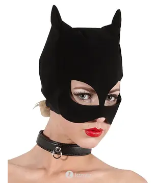 Zwarte cat masker met oren nubuck look, BK2490242