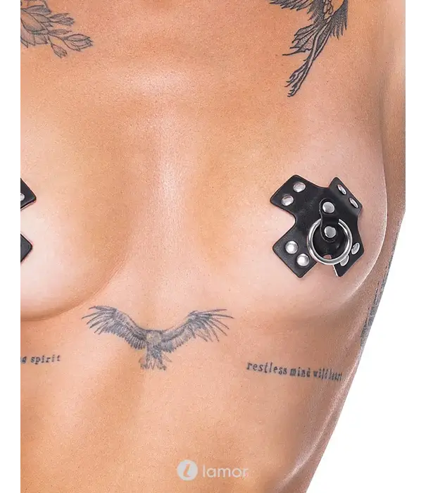 * Bad Kitty Zwarte kruis nipple covers met ring en studs – Bad Kitty