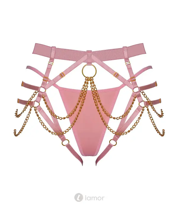 * Bad Kitty Rosé harness string met kettingen en mini string – Bad Kitty