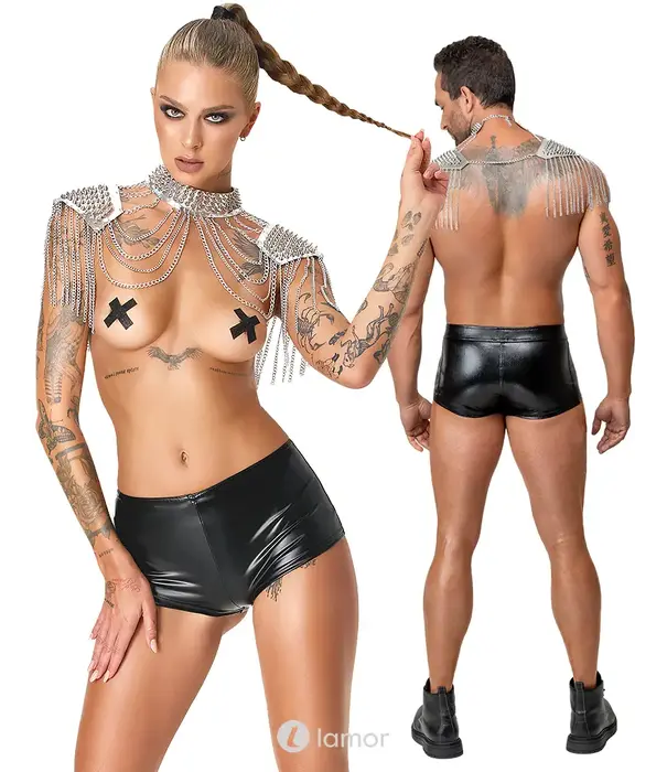 * Bad Kitty Zilveren body harness met spikes en kettingen – Bad Kitty