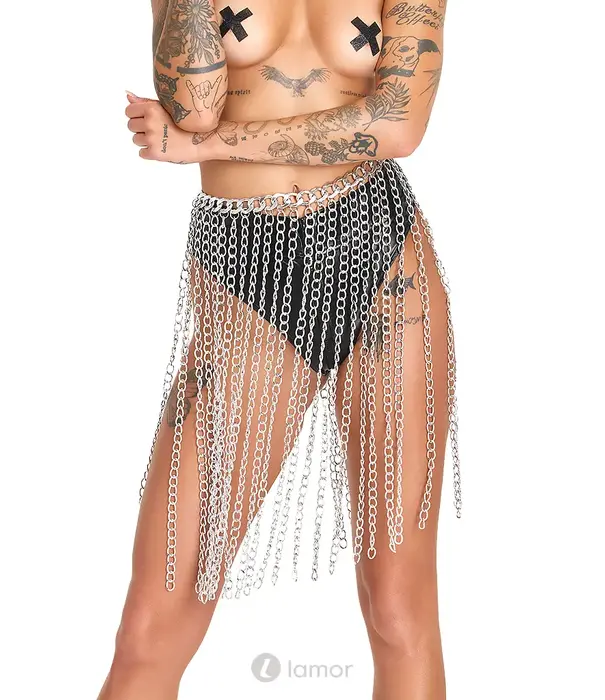* Bad Kitty Zilveren body ketting als halsketting of rok – Bad Kitty