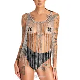 Zilveren body ketting als halsketting of rok – Bad Kitty