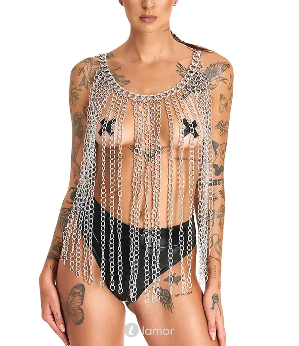 * Bad Kitty Zilveren body ketting als halsketting of rok – Bad Kitty